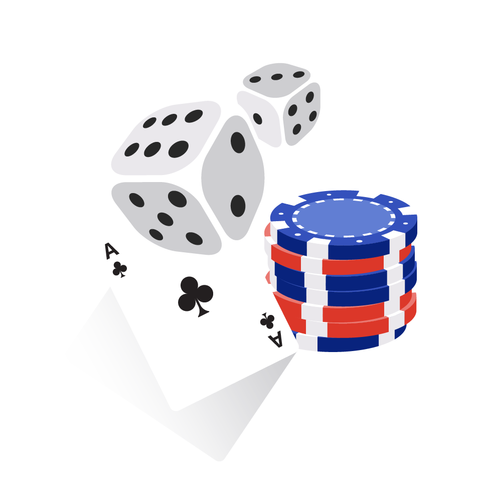 Dice, cards and chips for the game

